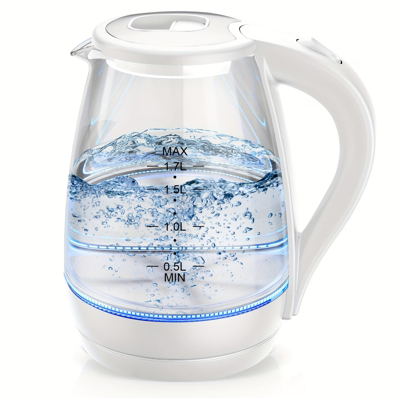 1.7L Borosilicate Glass Electric Kettle — 1200W Fast Boil Hot Water Boiler with Auto Shut-Off, Boil-Dry Protection & BPA-Free Design, for Coffee & Tea