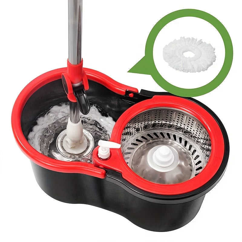 Spin Mop & Bucket with Wringer Set — 360° Spinning Mop System with 3 Microfiber Replacement Heads, 61