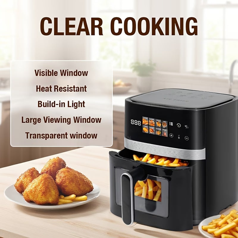 5 Qt 8-in-1 Electric Air Fryer Oven — 1350W Fast Preheat, LED Touchscreen, 360° Hot Air Circulation, Large Capacity with Timer & Safety Lock