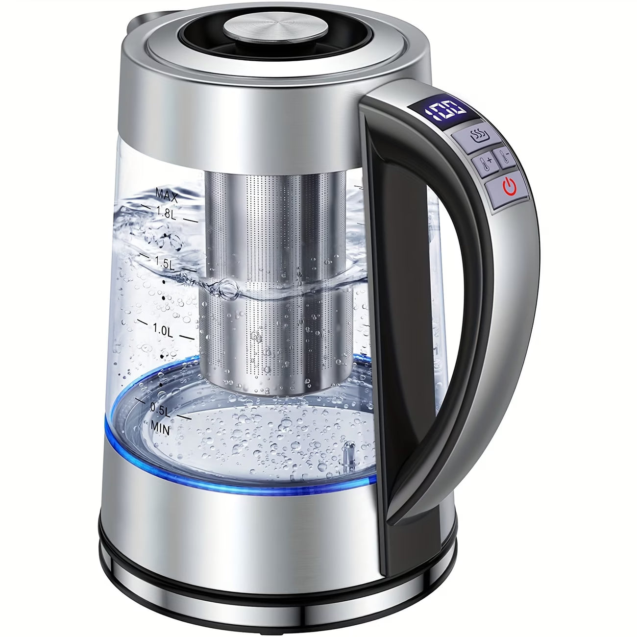 1.8L Electric Glass Kettle — 12 Precise Temperature Controls, 24-Hour Keep Warm, Stainless Steel Filter & Inner Lid, Hot Water Boiler for Coffee, Tea & Milk Powder