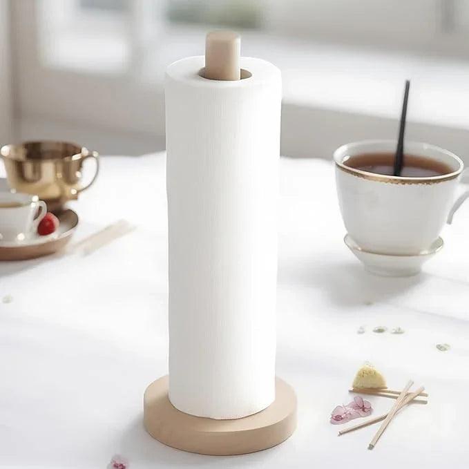 KitchLife Solid Beechwood Paper Towel Holder Countertop — Freestanding Paper Towel Dispenser Stand