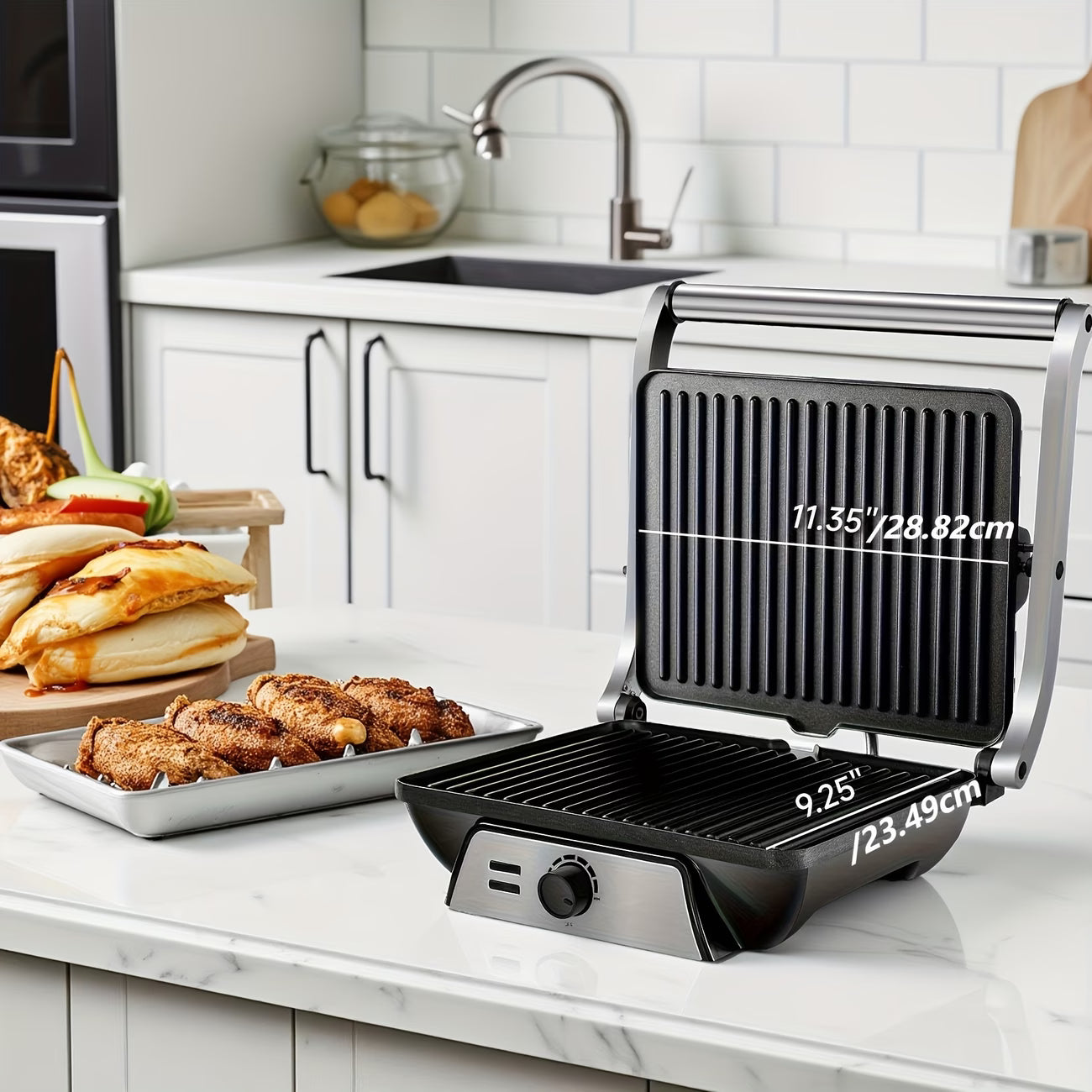 3-in-1 Electric Indoor Grill & Panini Press — 1500W Non-Stick Cooking Plates, 180° Opening, Floating Hinge Fits All Foods