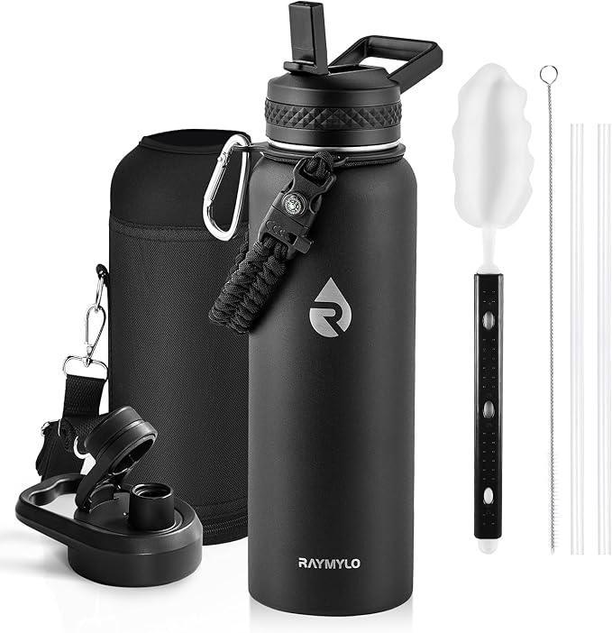 RAYMYLO 40 oz Insulated Water Bottle — Triple Wall Vacuum Stainless Steel Flask with Paracord Handle