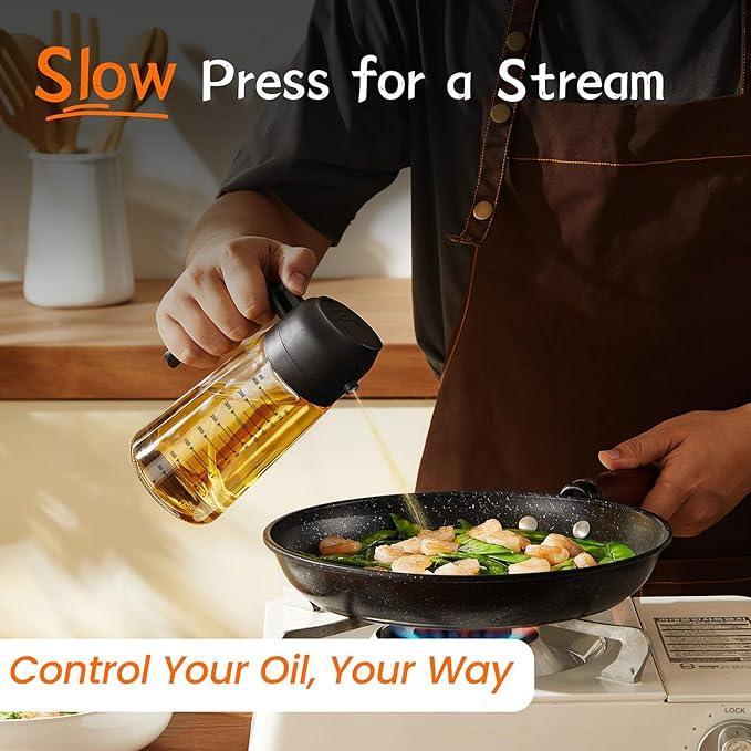 TrendPlain 2-in-1 Glass Olive Oil Sprayer & Dispenser Bottle — 16oz/470ml