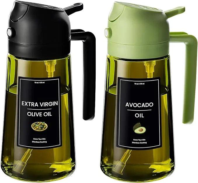 CXINYI 2-in-1 Glass Olive Oil Sprayer & Dispenser Bottle — 16oz/470ml