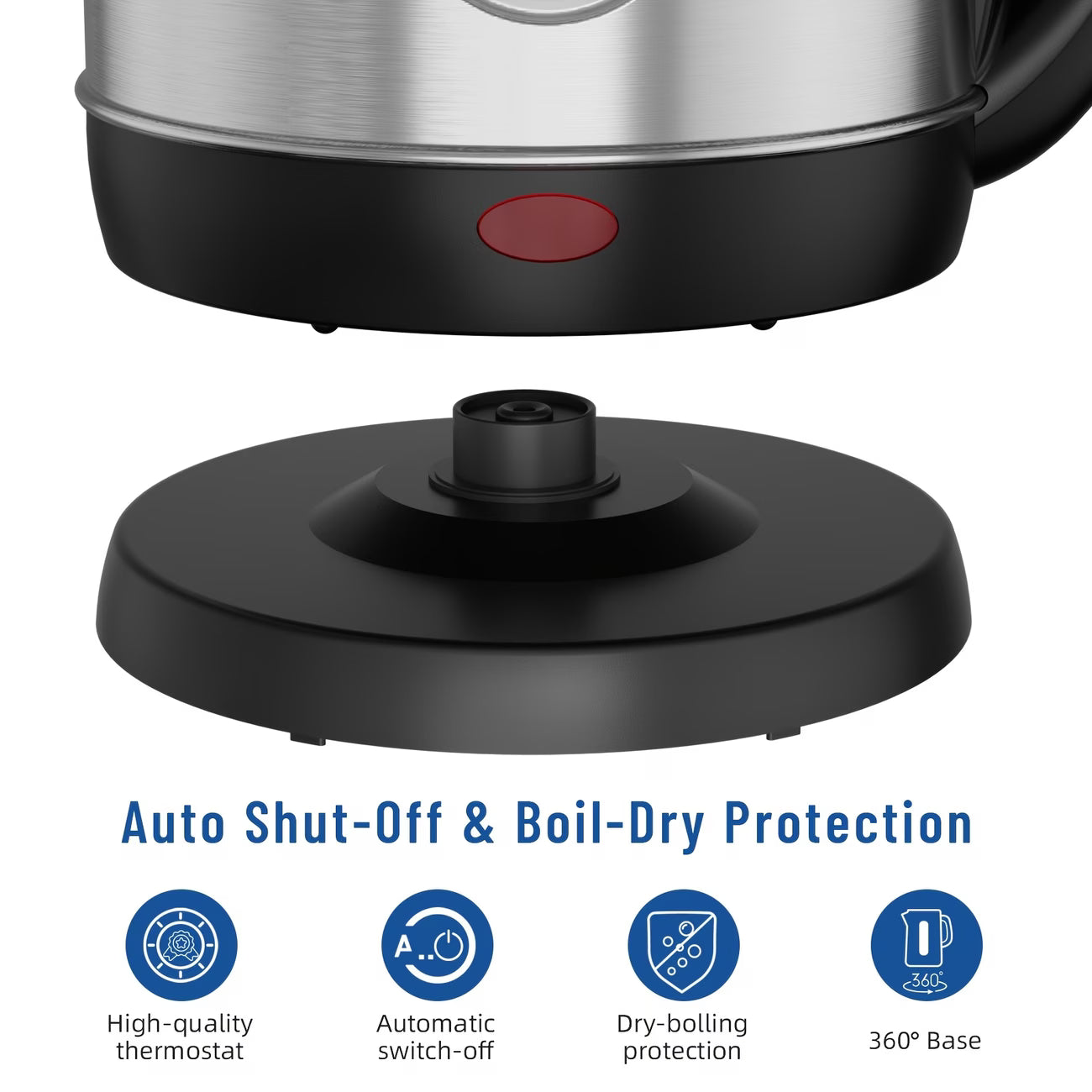 1.8L Stainless Steel Electric Kettle — 1200W Fast Boiling Tea Kettle with Water Scale, Auto Shut-Off, BPA-Free, Ideal for Coffee, Tea & Camping