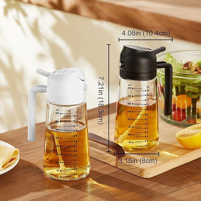 TrendPlain 2-in-1 Glass Olive Oil Sprayer & Dispenser Bottle — 16oz/470ml
