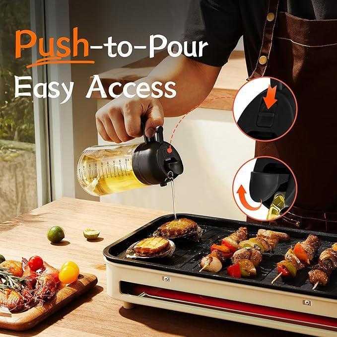 TrendPlain 2-in-1 Glass Olive Oil Sprayer & Dispenser Bottle — 16oz/470ml
