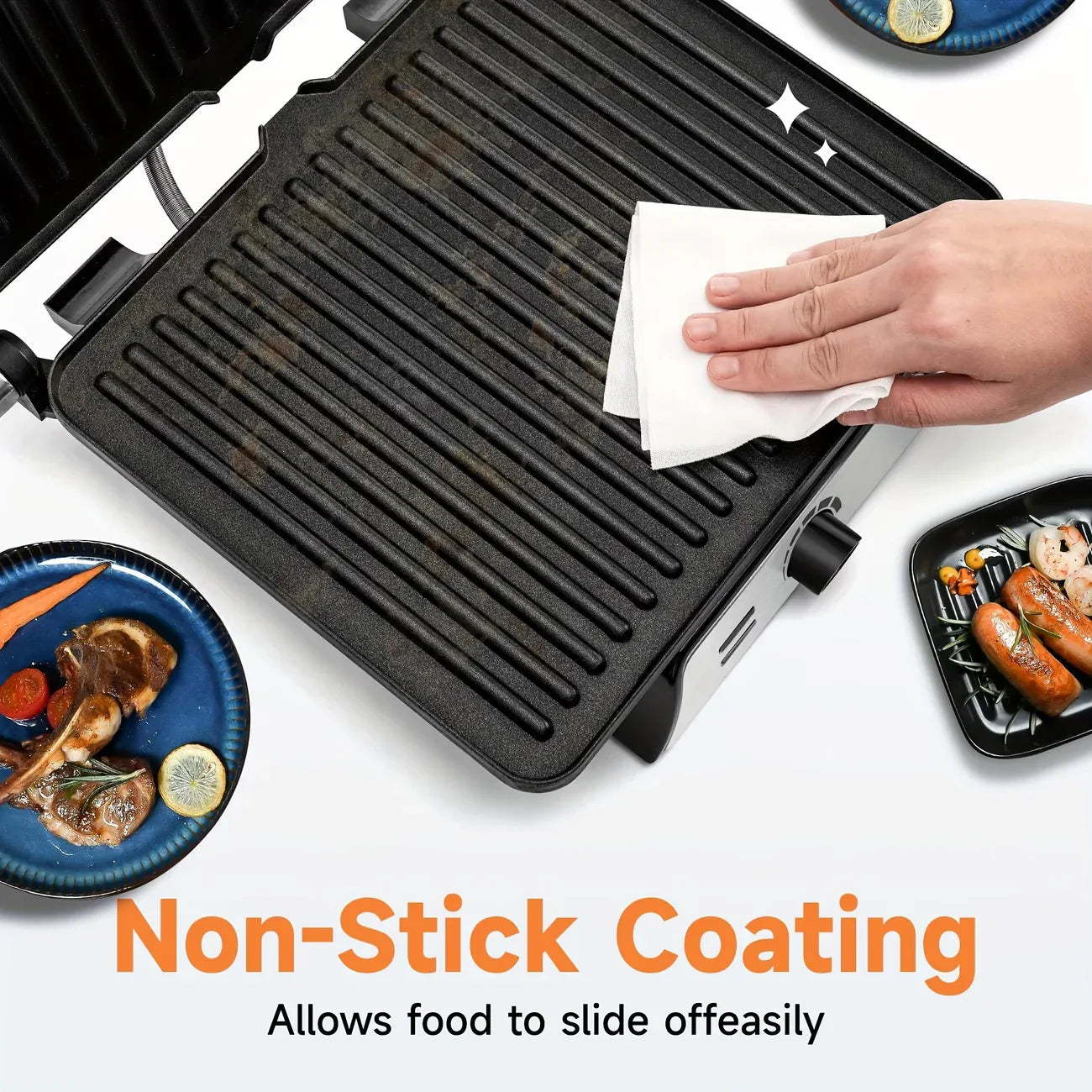 3-in-1 Electric Indoor Grill & Panini Press — 1500W Non-Stick Cooking Plates, 180° Opening, Floating Hinge Fits All Foods
