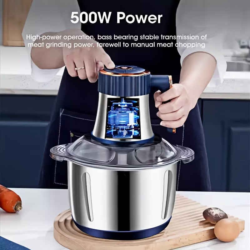 5L Large Capacity Electric Food Chopper & Processor — 40,000 RPM Motor, Bi-Level Stainless Steel Blades