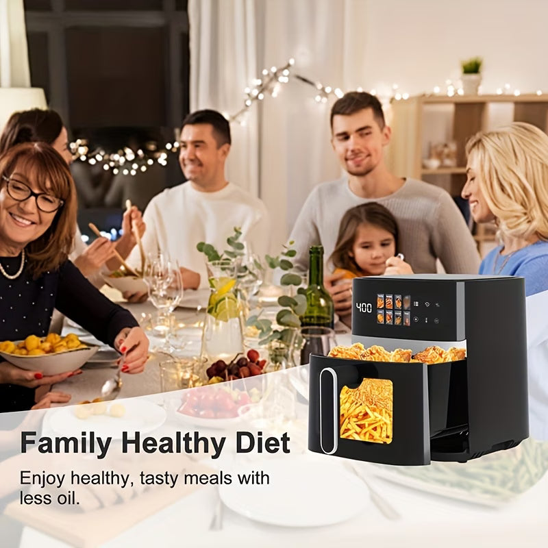 5 Qt 8-in-1 Electric Air Fryer Oven — 1350W Fast Preheat, LED Touchscreen, 360° Hot Air Circulation, Large Capacity with Timer & Safety Lock