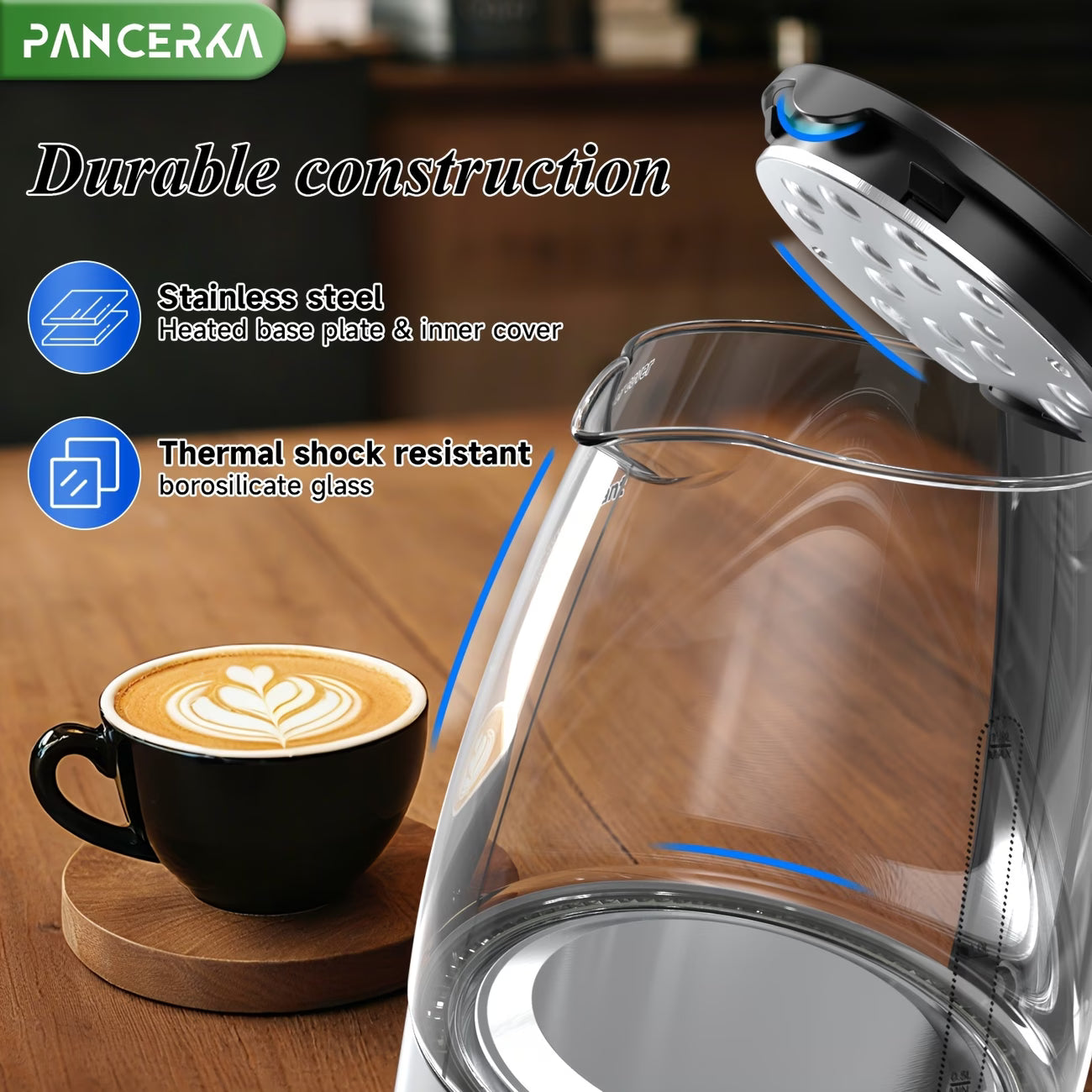1000W Electric Kettle — Fast Boil Stainless Steel Hot Water Boiler with Stainless Steel Filter, Auto Shut-Off & Boil-Dry Protection, BPA-Free, for Coffee & Tea — Black